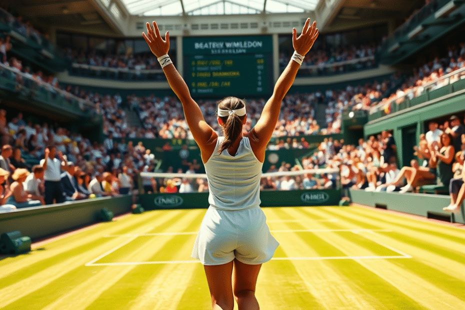 Beatriz Haddad Maia em ação durante sua partida de Wimbledon contra Rebecca Šramková, onde venceu por 2 sets a 0.