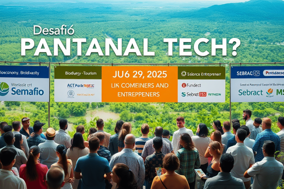 Evento Pantanal Tech promovendo desenvolvimento sustentável com foco em ciência, preservação e tecnologia.