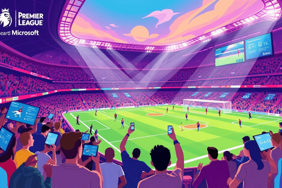 Jogadores da Premier League interagindo com a nova plataforma de inteligência artificial da Microsoft.
