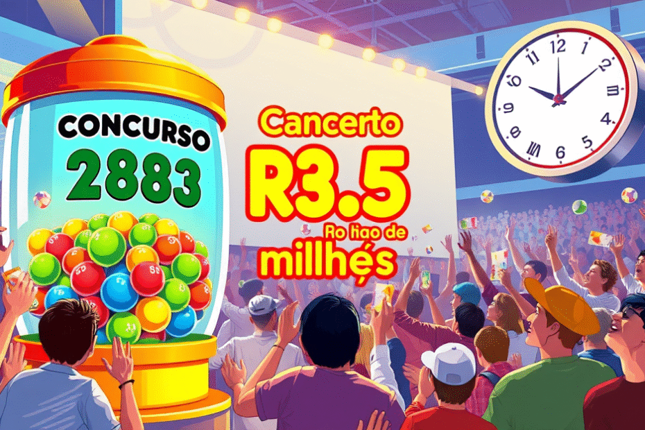 Sorteio ao vivo do Concurso 2883 da Mega-Sena com prêmio de R$ 3,5 milhões.