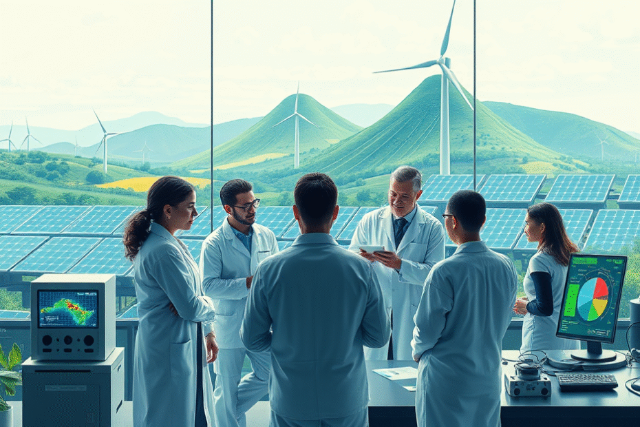 Imagem representativa das inovações em tecnologia profunda no setor de energia, destacando hidrogênio verde e baterias inteligentes.