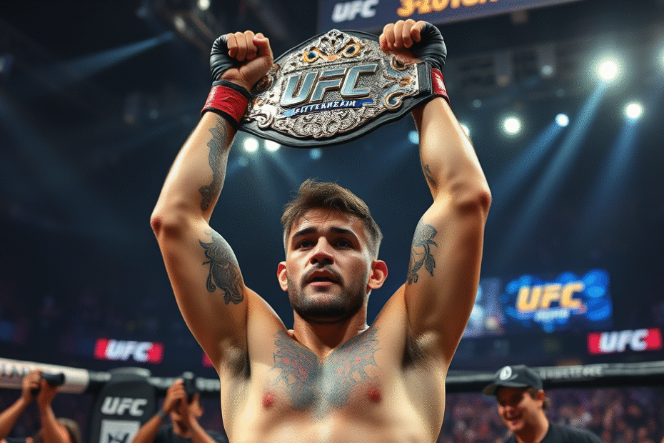 Ilia Topuria levanta o cinturão dos leves do UFC após vitória sobre Charles do Bronx.