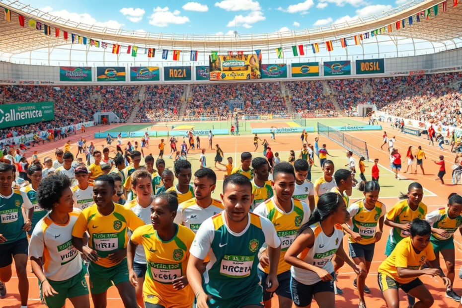 Atletas competindo nas modalidades dos Jogos Abertos do Interior.