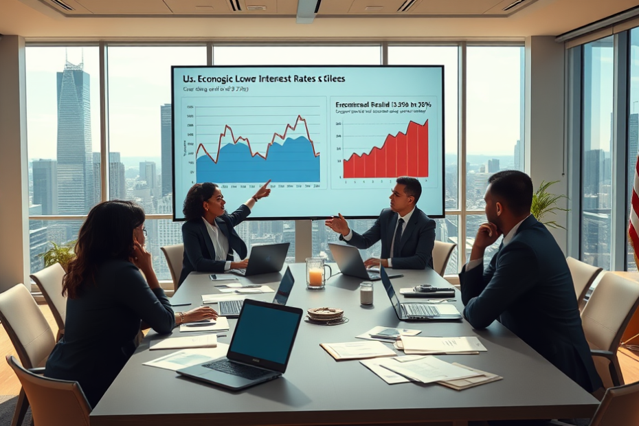 Gráfico mostrando a redução das taxas de juros do Federal Reserve e seus impactos na economia.