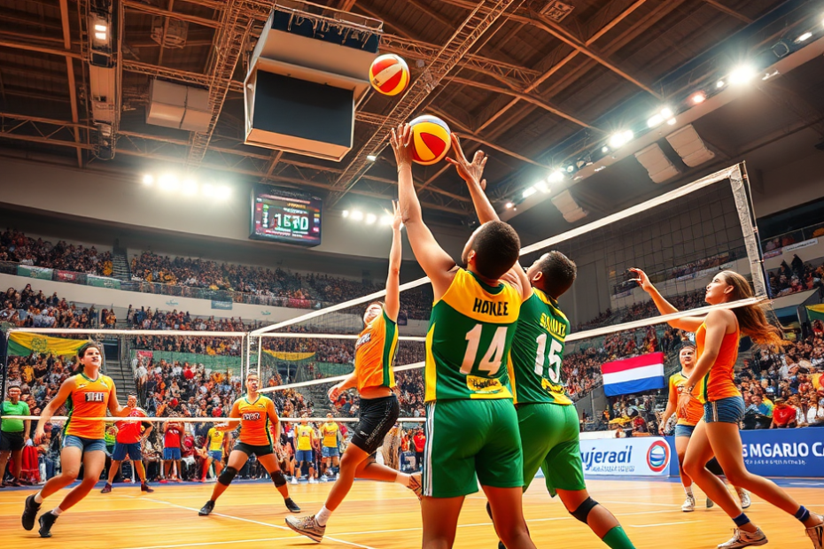 Jogadores do Vôlei Campinas se preparando para a estreia no Mundial de Clubes.