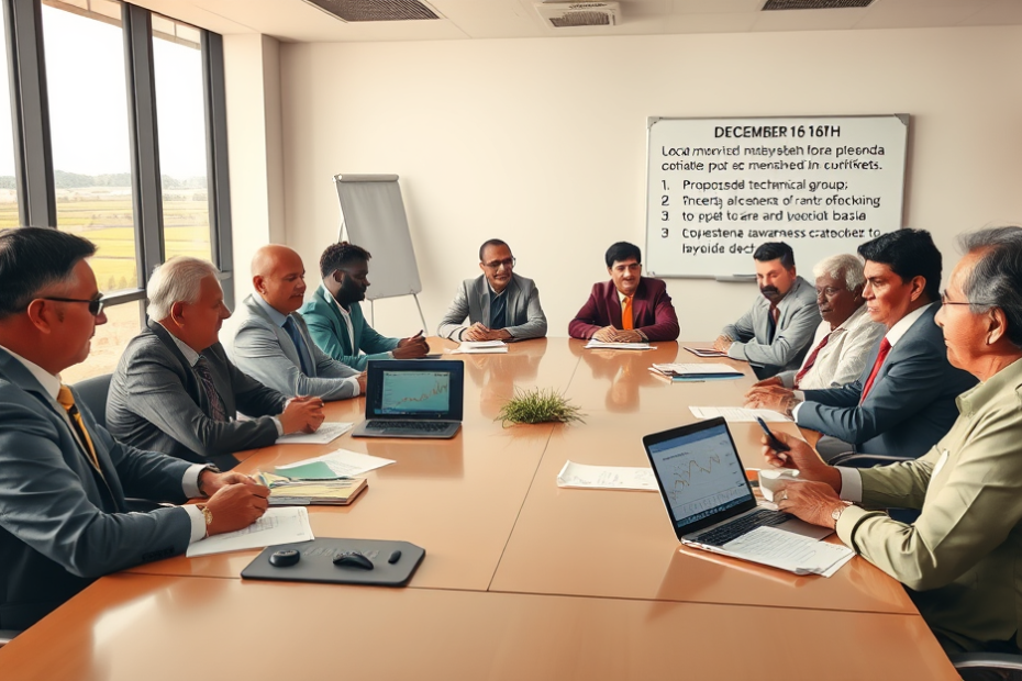 Reunião para discutir a queda dos preços do arroz e as ações para apoiar os produtores impactados.