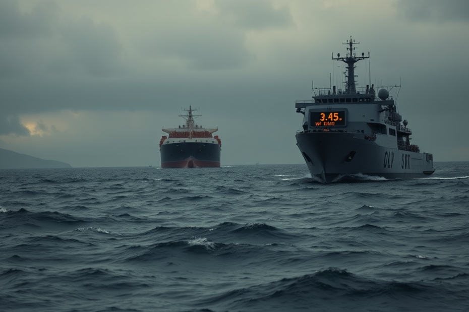 Imagem de um navio petroleiro em águas internacionais, simbolizando a recente alta dos preços do petróleo devido a tensões geopolíticas.