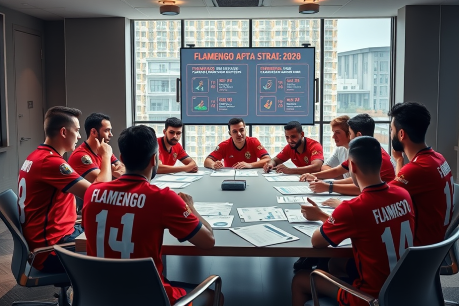 Jogadores do Flamengo em treinamento, representando a nova fase do elenco com foco em atletas mais jovens.
