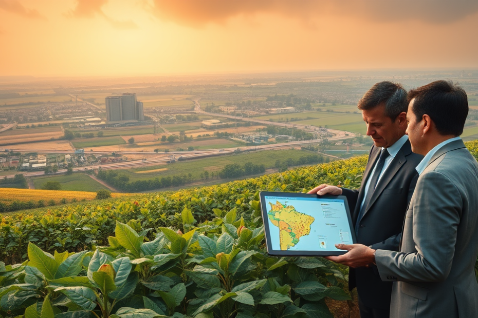 Imagem ilustrativa da plataforma que oferece um mapa interativo para riscos climáticos e oportunidades de negócios no Brasil, focando em sustentabilidade e resiliência.