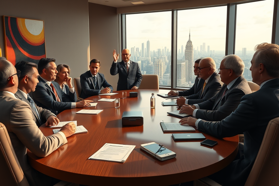 Executivos discutindo investimentos em petróleo na Venezuela após a prisão de Nicolás Maduro.