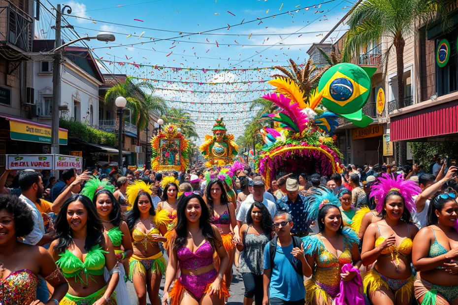 Foliões celebrando durante o Carnaval de 2026, destacando sua importância econômica para o Brasil.
