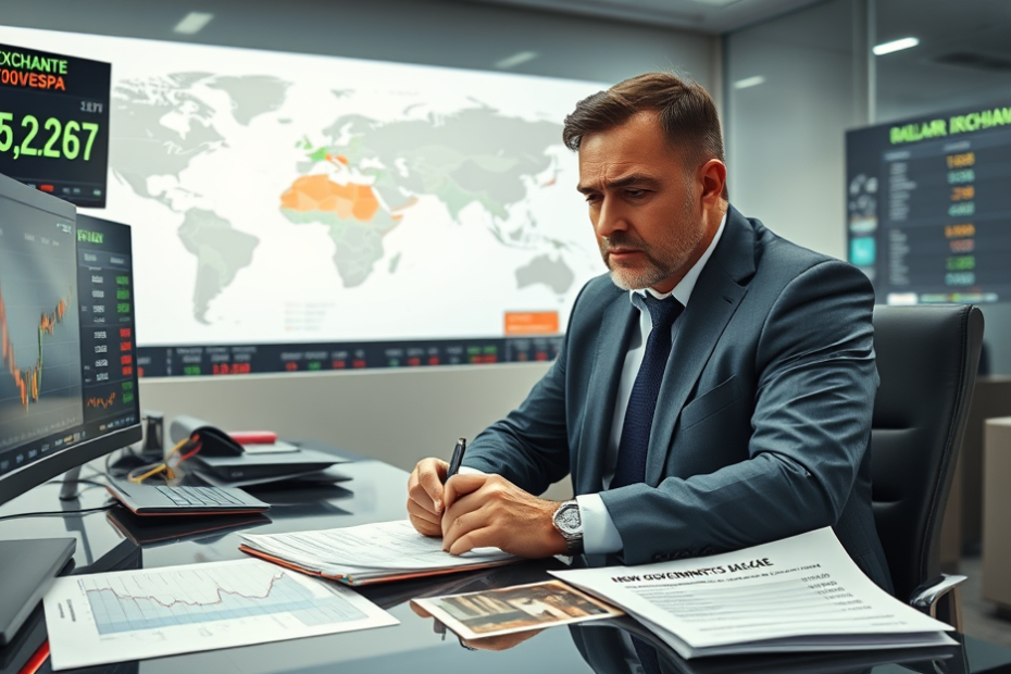 Imagem ilustrativa sobre o aumento do dólar, as tensões no Oriente Médio e o impacto no mercado financeiro.