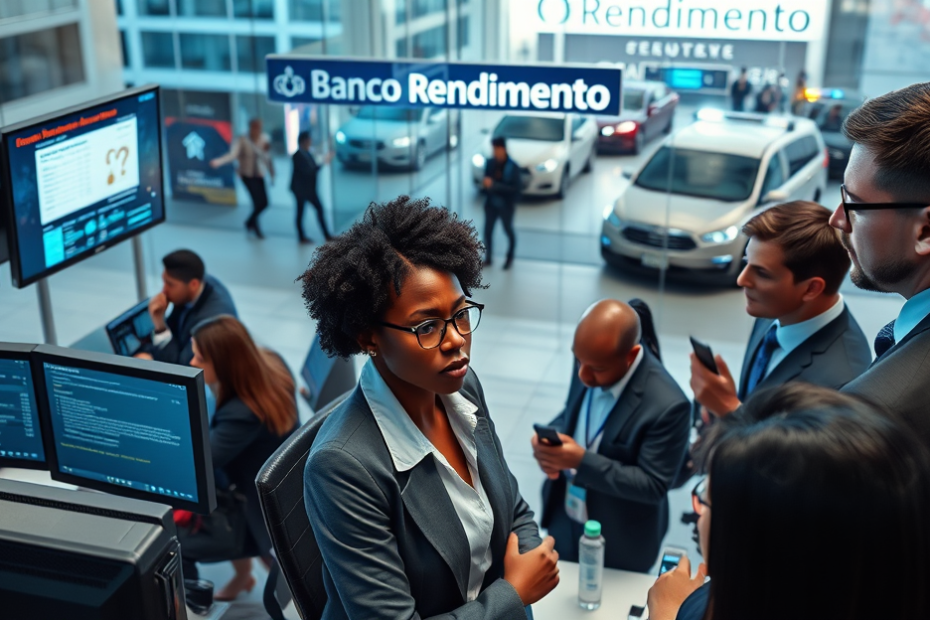 Imagem ilustrativa do ataque hacker ao Banco Rendimento e suas repercussões na segurança financeira.