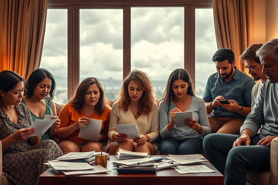 Mulheres enfrentando insegurança financeira e preocupações com saúde mental.
