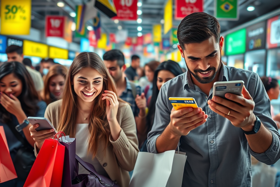 Imagem ilustrativa sobre a crise de endividamento e o impacto das compras por impulso no comércio online no Brasil.