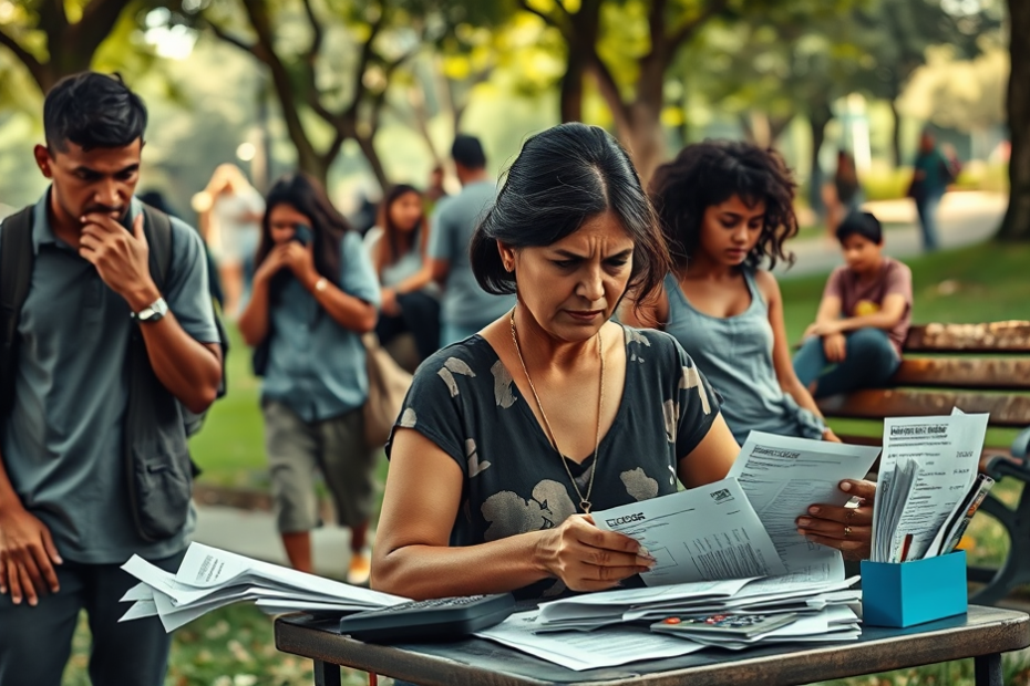 Gráfico demonstrando as preocupações financeiras enfrentadas pela população brasileira, evidenciando ansiedade e dificuldades econômicas.