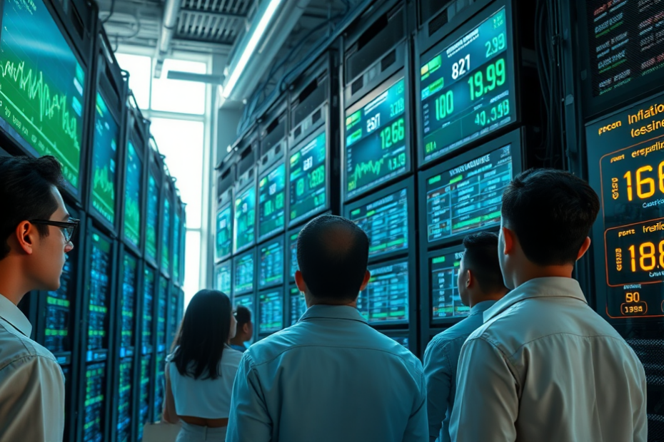 Imagem ilustrativa sobre a relação entre data centers e inflação na economia.
