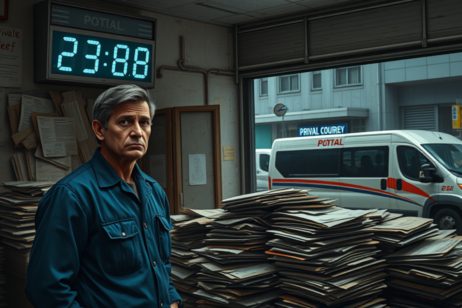Imagem representativa da crise dos Correios, destacando seu prejuízo financeiro e desafios tecnológicos.